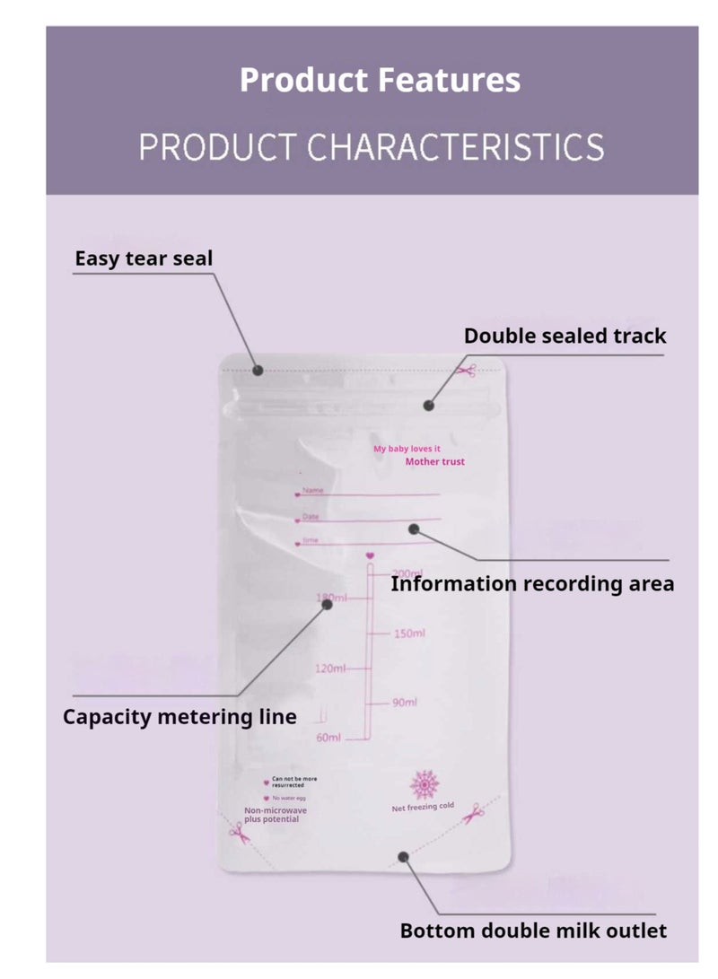 حليب الثدي تخزين حقيبة ، 10 ، بيبي الضروريات ، سريع التجميد والذوبان الرضاعة الطبيعية حقيبة الرضاعة الطبيعية ، سوبر قوة ومرونة ، 7 أوقية - Image 4