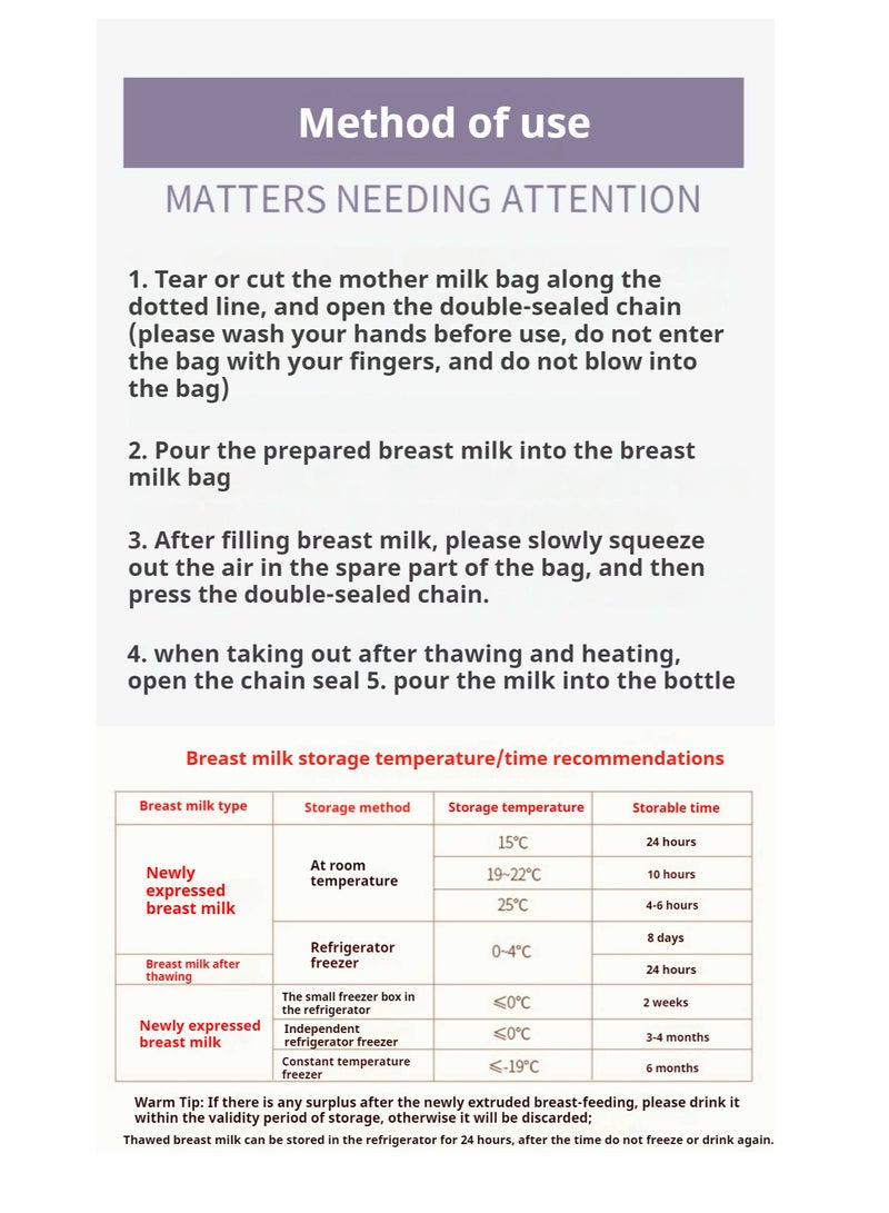 حليب الثدي تخزين حقيبة ، 10 ، بيبي الضروريات ، سريع التجميد والذوبان الرضاعة الطبيعية حقيبة الرضاعة الطبيعية ، سوبر قوة ومرونة ، 7 أوقية - Image 5