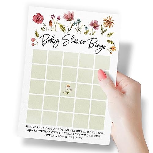 Printed Party Baby Shower Games for Girl – 4 Games and Activities for 30 Guests, Includes Bingo, Price is Right, Mommy or Daddy Trivia, and Storybook Title Guessing, Wildflower Baby in Bloom Design - Image 2