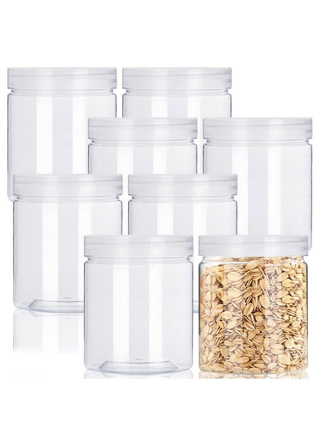 Coobbar 16oz Clear Plastic Storage Jars Containers,8 Pack Refillable Wide-Mouth Plastic Slime Storage Containers for Beauty Products,Kitchen & Household Storage - BPA Free - Image 1