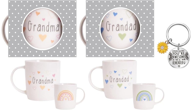 OM Supplies Grandma and Grandad Mugs Coffee Mugs for Best Grandparents Grandma Grandad Gifts from Grandson Granddaughter Grandchildren Christmas Anniversary Day Presents Mothers Fathers Cups Set