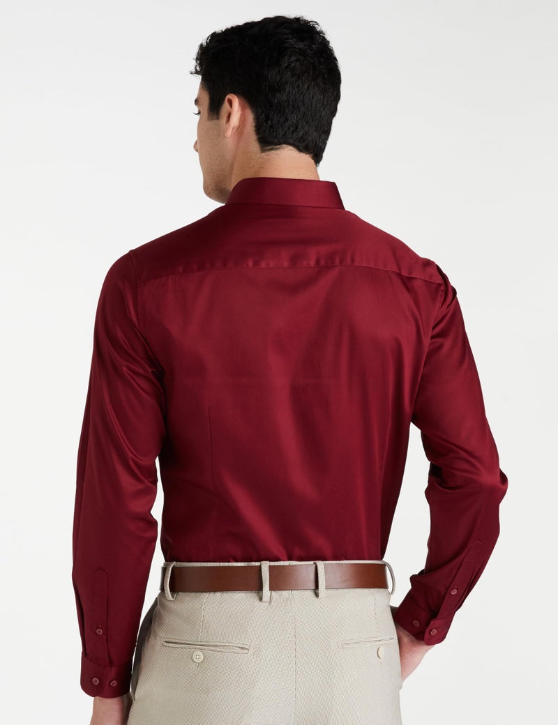 Van Heusen Men Cotton V Dot Slim Fit Shirt (VDSFESLFF50884_Maroon 44) - Image 5