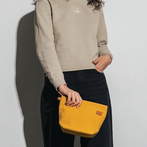 DailyObjects Small Clutch Taxi Canvas Pouch and Storage Organizer - Lightweight, Spacious, Durable and Multi-Purpose for Women and Men, Holds Accessories and Gadget like Toiletry (Color - Yellow) - Image 2