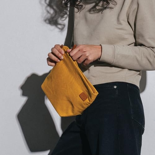 DailyObjects Small Clutch Taxi Canvas Pouch and Storage Organizer - Lightweight, Spacious, Durable and Multi-Purpose for Women and Men, Holds Accessories and Gadget like Toiletry (Color - Yellow) - Image 3