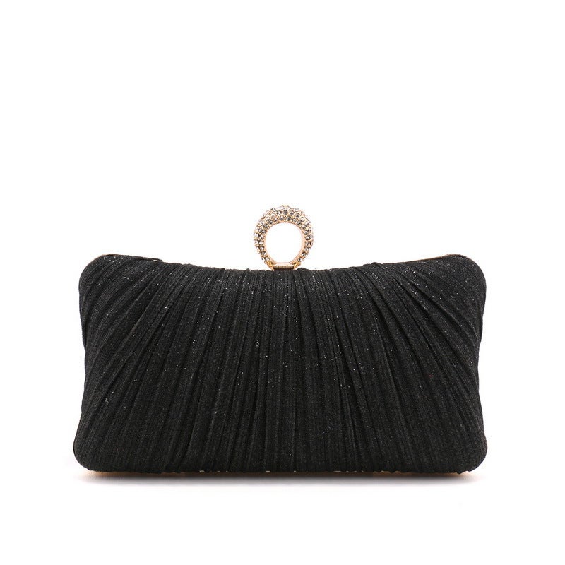 Yingmi Cross-border Explosive Pleated Dinner Bag Womens Luxury Banquet Bag with Celebrity Dress All-match Evening Bag Black