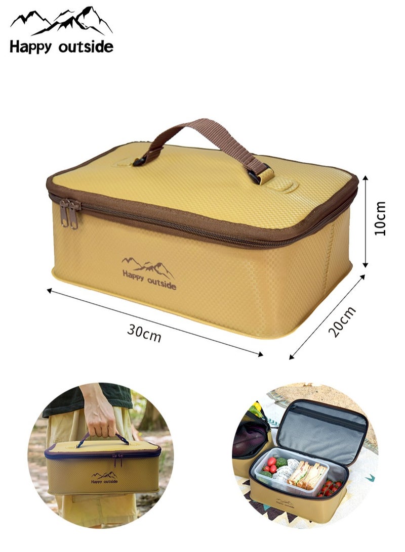 happy outside Large Thermal Insulated Lunch Bag – Khaki 30×20×10 cm, Portable Food Storage Tote for Office, School, Picnic & Travel, Waterproof, Easy to Clean, Keeps Food Fresh & Warm, Ideal for Men & Women - Image 1