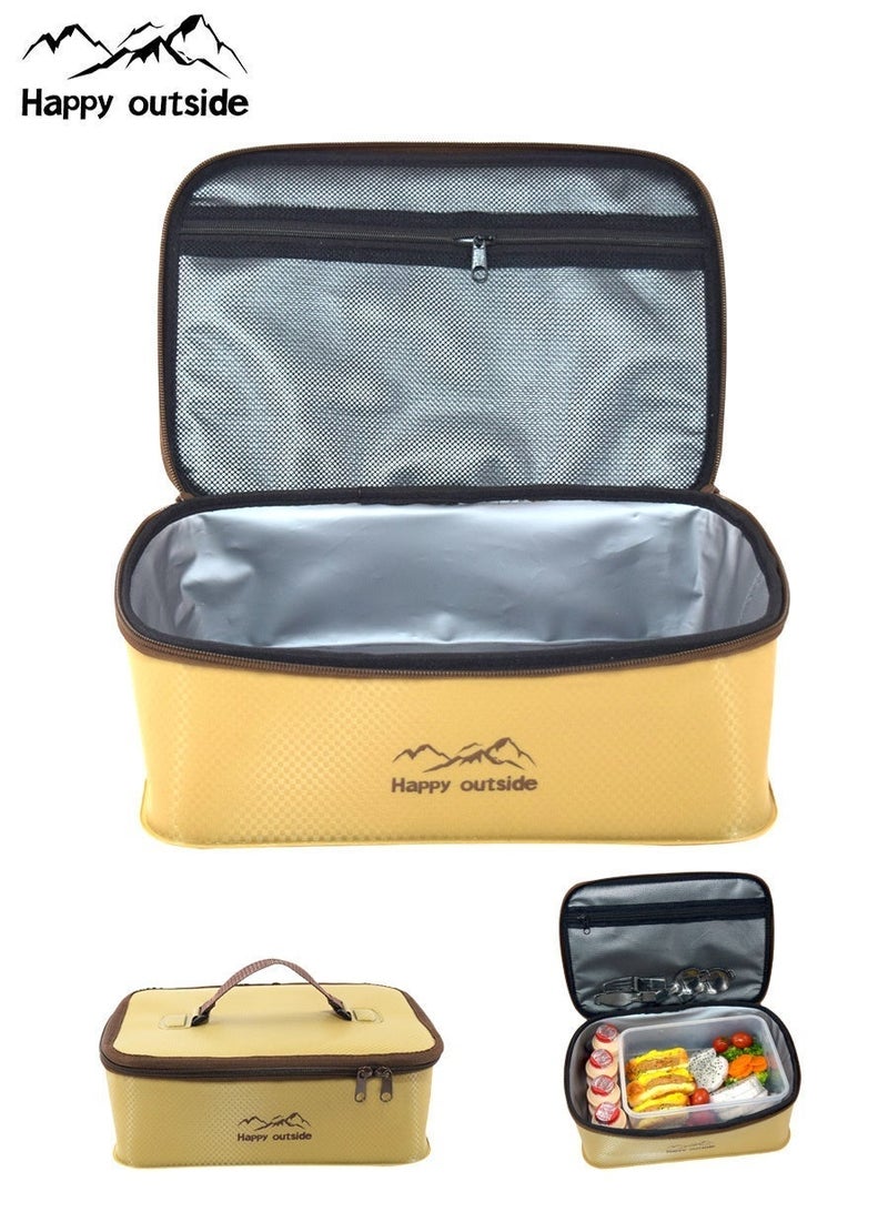 happy outside Large Thermal Insulated Lunch Bag – Khaki 30×20×10 cm, Portable Food Storage Tote for Office, School, Picnic & Travel, Waterproof, Easy to Clean, Keeps Food Fresh & Warm, Ideal for Men & Women - Image 4