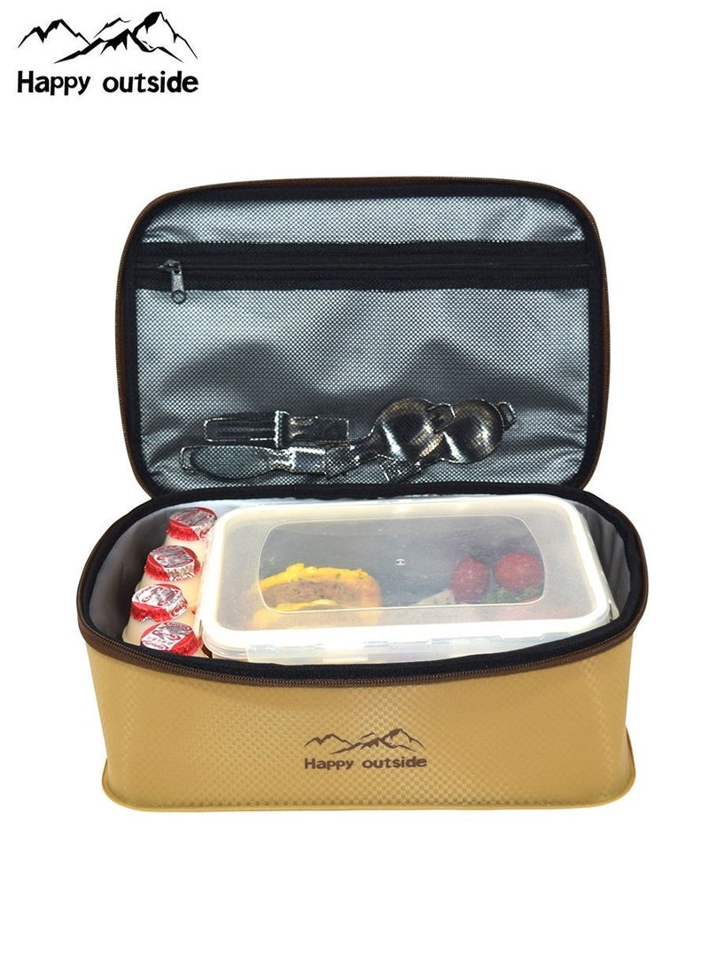 happy outside Large Thermal Insulated Lunch Bag – Khaki 30×20×10 cm, Portable Food Storage Tote for Office, School, Picnic & Travel, Waterproof, Easy to Clean, Keeps Food Fresh & Warm, Ideal for Men & Women - Image 5