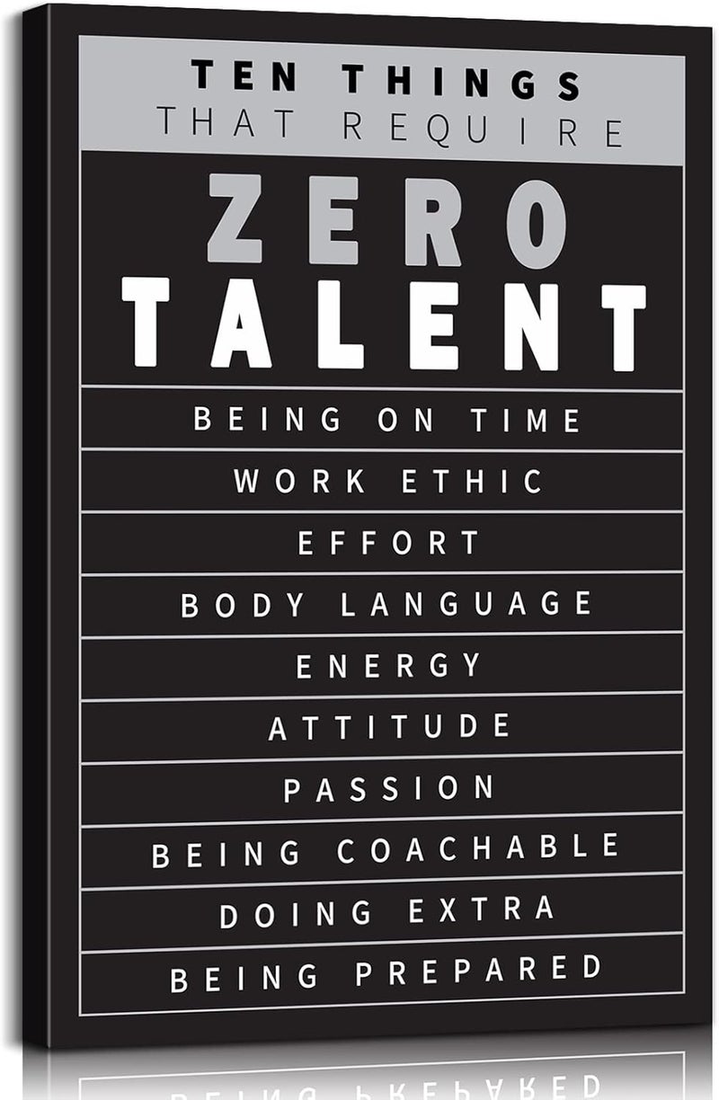 Mistyefly Motivational Canvas Art - Zero Talent Quote - Image 1