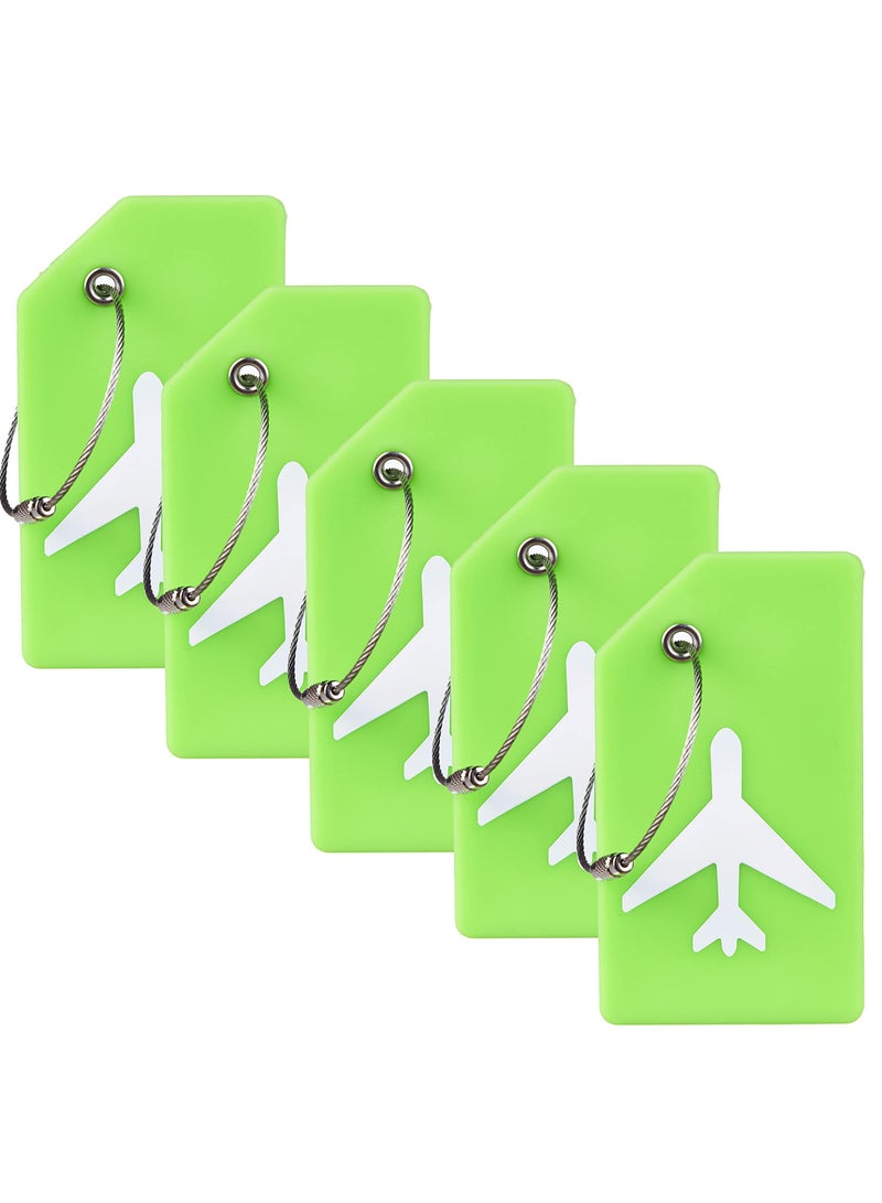 KASTWAVE 5 Pack Silicone Luggage Tag, With Name ID Card Quickly Spot Luggage Suitcase, Anti-lost Tag, Green - Image 1