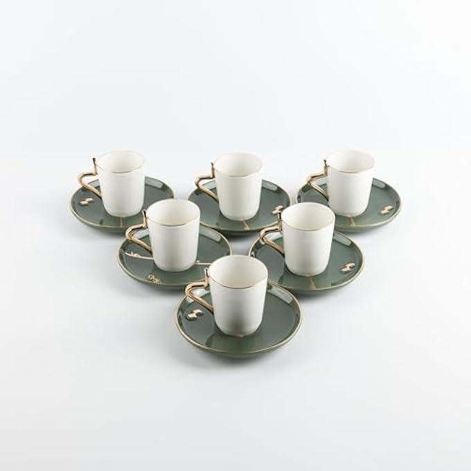 ريحني طقم القهوة التركية 12 قطعة من ليقاع أوليف جولد - Image 2