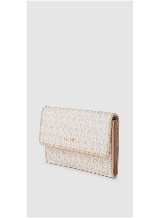 Anne Klein Faux Leather Button Closure Women's Wallet (Beige, XL) - Image 3