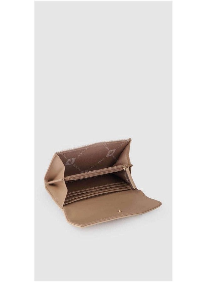 Anne Klein Faux Leather Button Closure Women's Wallet (Beige, XL) - Image 4