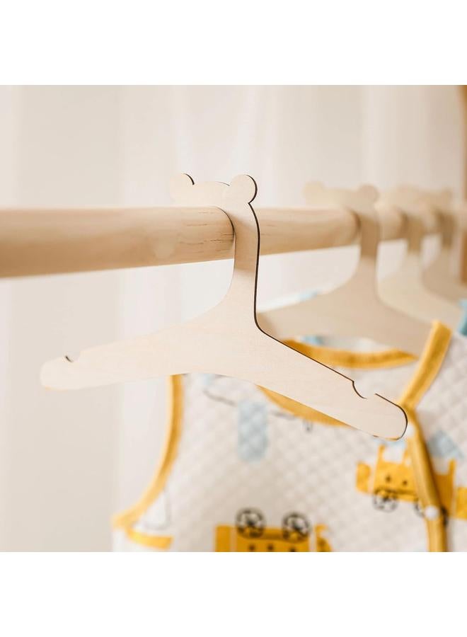 joybuy 20Pcs Wooden Baby Hangers 9-Inch, Cute Bear Ear Design Infant Clothes Hangers for Baby Girls Boys, Natural Wood Nursery Hanger Set - Image 3