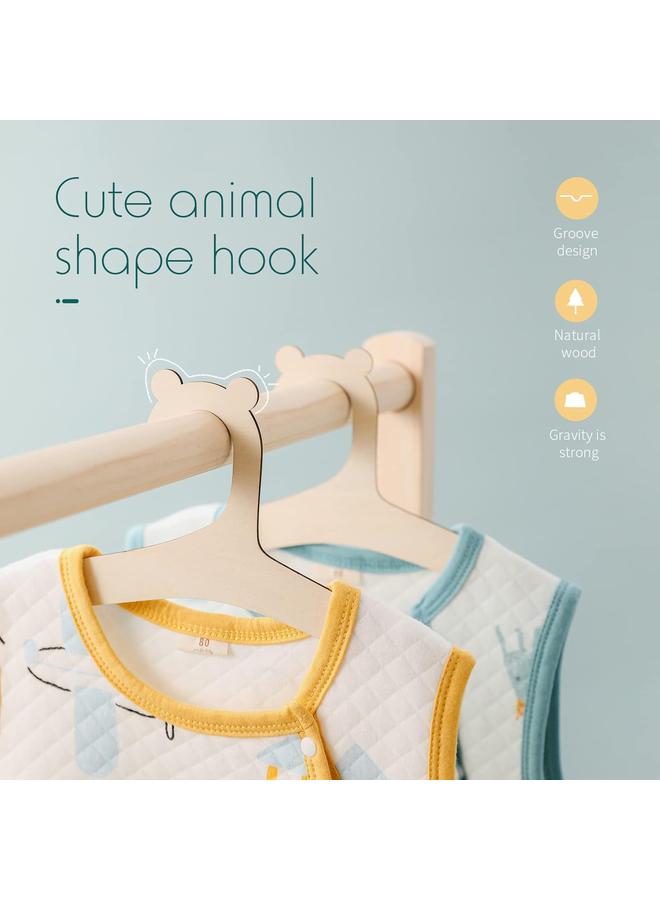 joybuy 20Pcs Wooden Baby Hangers 9-Inch, Cute Bear Ear Design Infant Clothes Hangers for Baby Girls Boys, Natural Wood Nursery Hanger Set - Image 4
