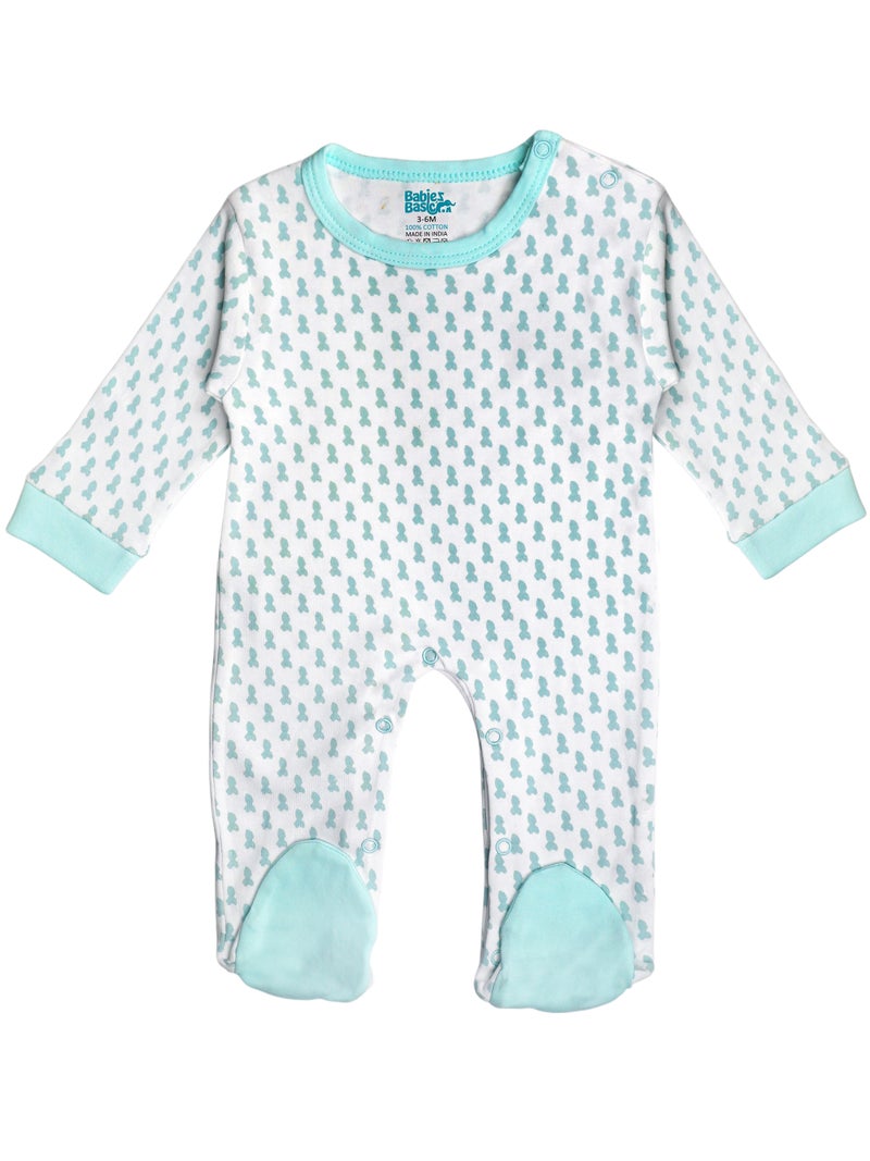 Babies Basic 5 piece Unisex 100% Cotton Sets include Bib, Romper, Mittens, Cap and Sleepsuit/Jumpsuit - Image 2