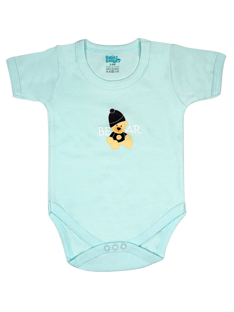 Babies Basic 5 piece Unisex 100% Cotton Sets include Bib, Romper, Mittens, Cap and Sleepsuit/Jumpsuit - Image 3