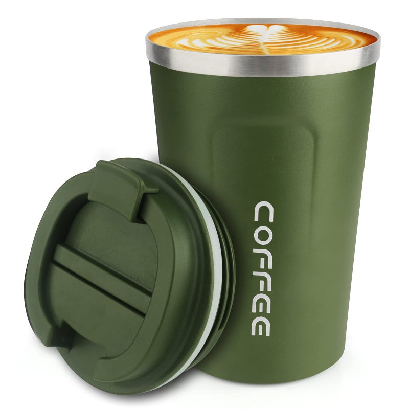 CS COSDDI 12 oz Stainless Steel Vacuum Insulated Tumbler - Coffee Travel Mug Spill Proof with Lid - Thermos Cup for Keep Hot/Ice Coffee,Tea and Beer (Green) - Image 1