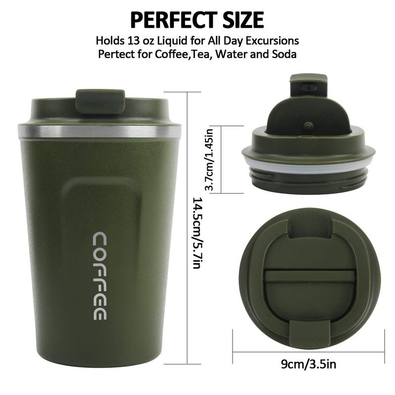 CS COSDDI 12 oz Stainless Steel Vacuum Insulated Tumbler - Coffee Travel Mug Spill Proof with Lid - Thermos Cup for Keep Hot/Ice Coffee,Tea and Beer (Green) - Image 3