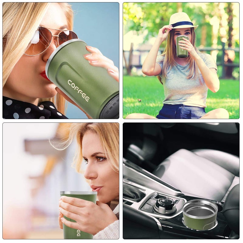 CS COSDDI 12 oz Stainless Steel Vacuum Insulated Tumbler - Coffee Travel Mug Spill Proof with Lid - Thermos Cup for Keep Hot/Ice Coffee,Tea and Beer (Green) - Image 5