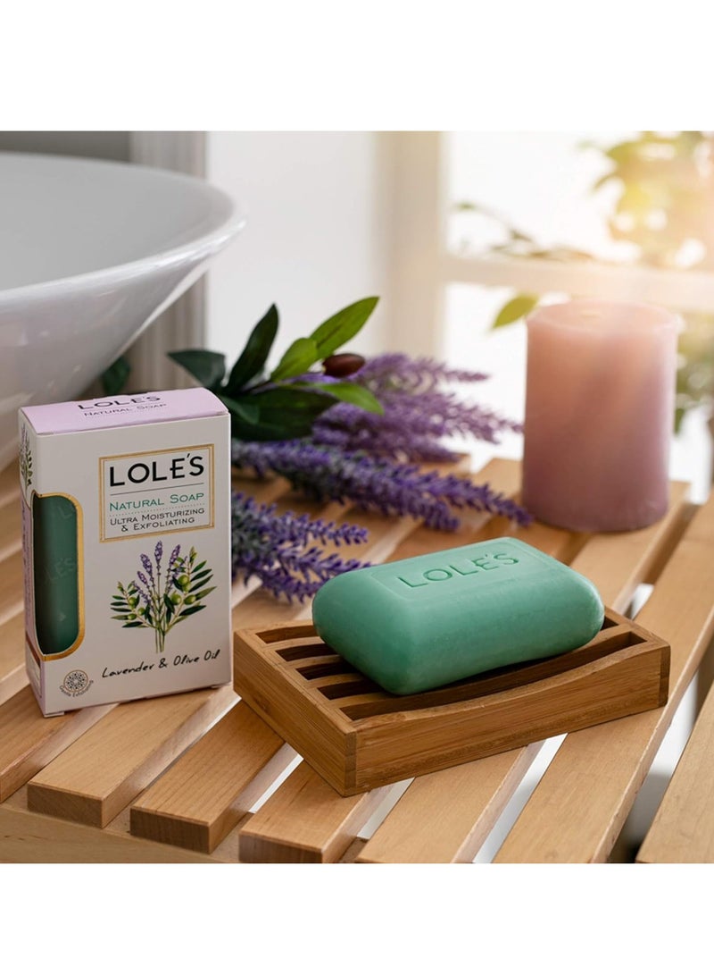 LOLE'S Luxury Pure Natural Soap, Lavender & Olive Oil Beauty Bar, Detox & Deep Cleansing Face and Body Care - Vitamin E, SLS-Free, Crisp & Fresh Touch, 100% Vegetable, No Animal Fat, Pack of 2 x 150g - Image 5