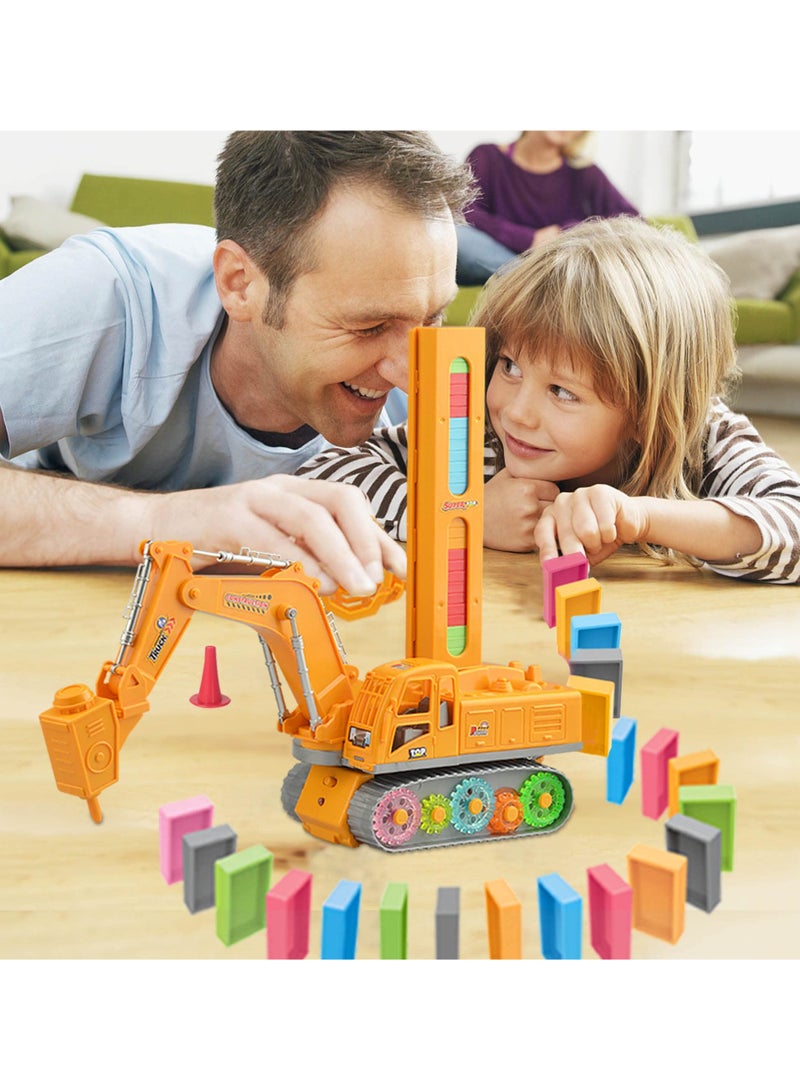 SYOSI Engineering Vehicle Set, 120PCS Automatic Domino Laying Train Toys with Lights & Sounds That Prepares Your Domino Rally Experience Quickly and Automatically for Kids Age 3+  - Image 4