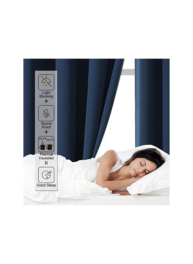 The Bros 2 Pieces 100% Blackout Curtains for Bedroom,Insulated Draperies, Grommet Noise Reducing Room Darkening Window Treatment Panels for Living Room(W 200x L 270cm) - Image 5