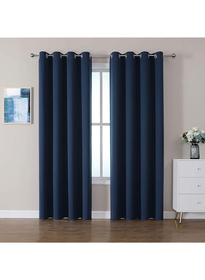 The Bros 2 Pieces 100% Blackout Curtains for Bedroom,Insulated Draperies, Grommet Noise Reducing Room Darkening Window Treatment Panels for Living Room(W 200x L 270cm) - Image 1