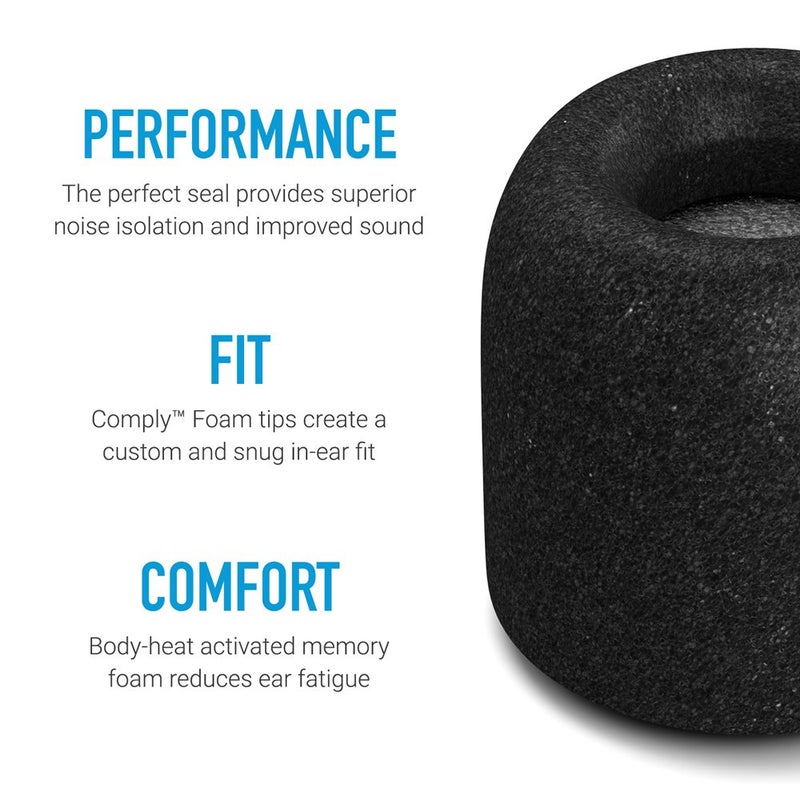 Comply 200 Core Series | Memory Foam Replacement IEM Ear Tips for Sennheiser, Bang Olufsen, Sony & More | Superior Noise Isolation, Ultimate Comfort, Secure Fit | Black, Medium (3 Pairs) - Image 2