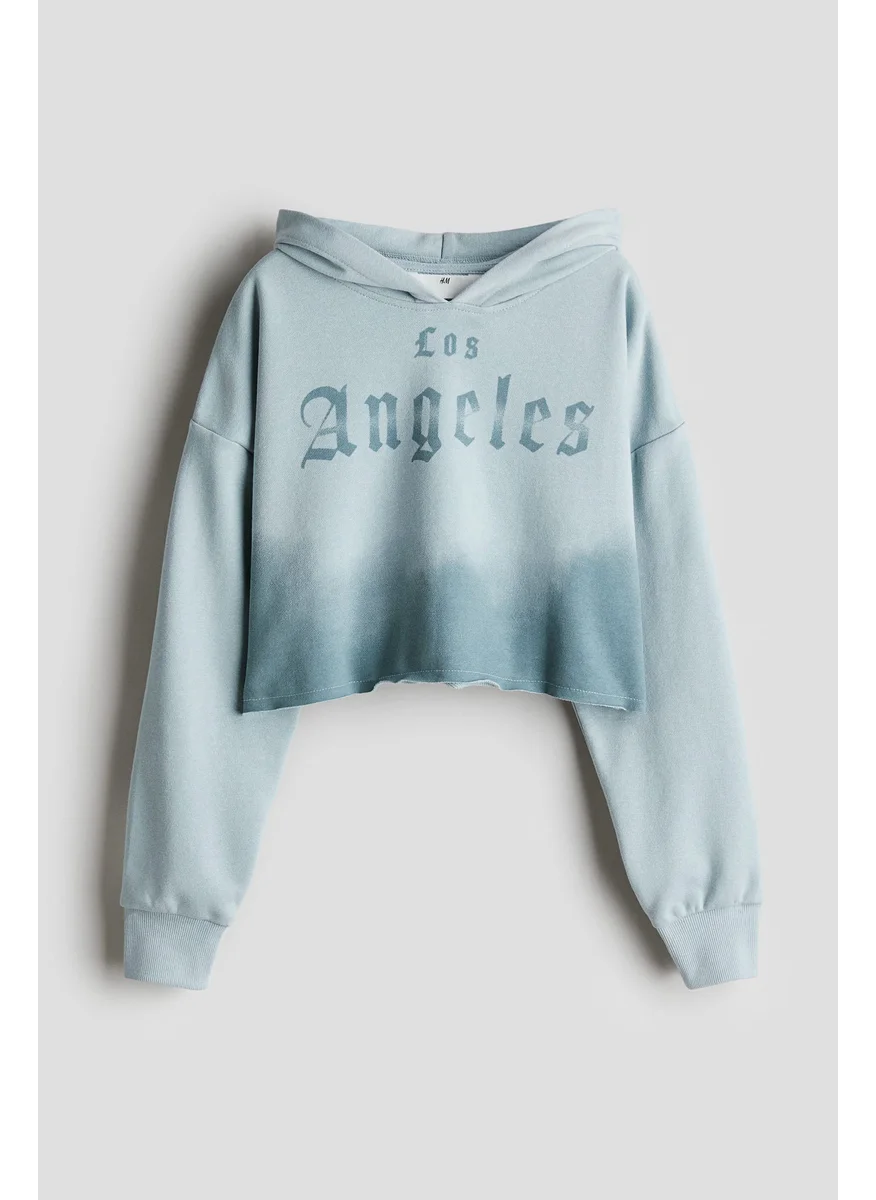 H&M Printed Cropped Hoodie