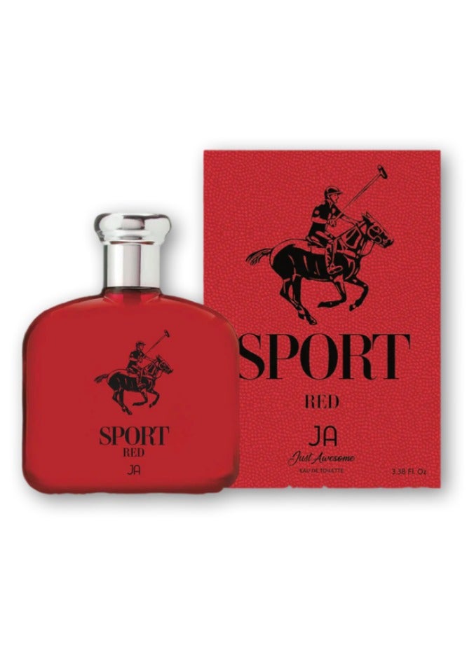 JA Just Awesome Sport Red Eau de Toilette - 100ml | Fresh & Long-lasting for Men  - Image 1