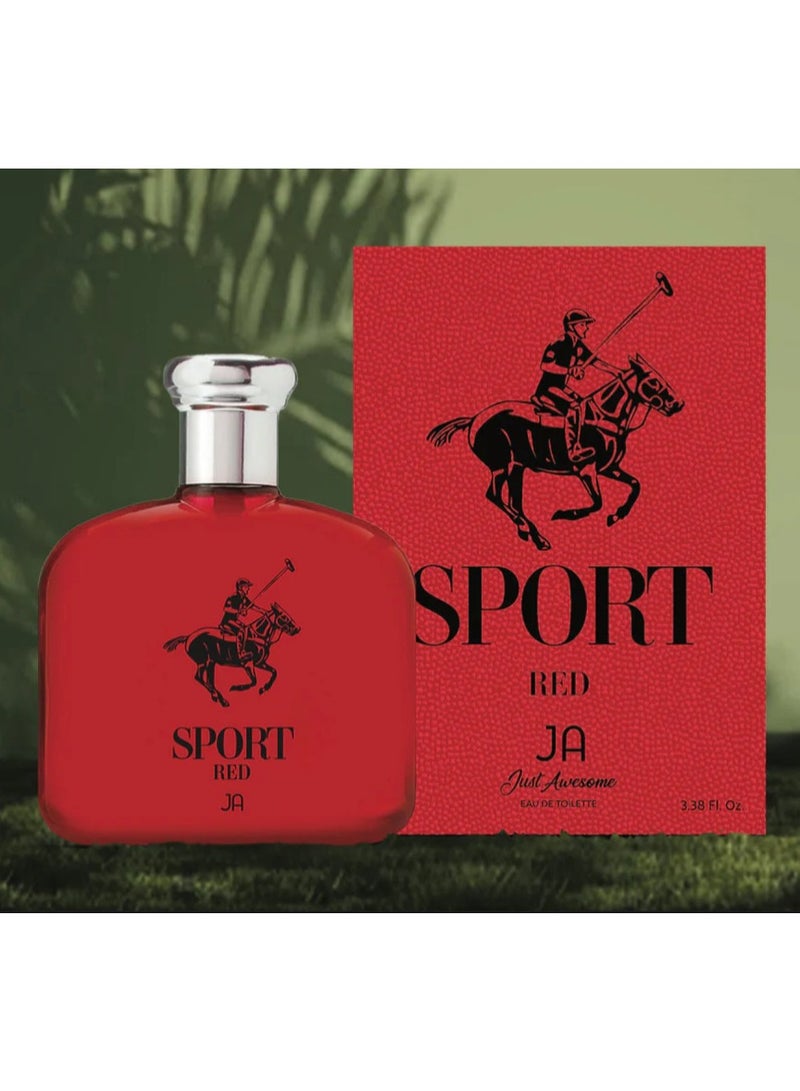 JA Just Awesome Sport Red Eau de Toilette - 100ml | Fresh & Long-lasting for Men  - Image 2