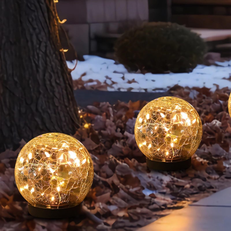 MLKNK Solar Globe Lights Outdoor WaterproofSolar BallsSolar Garden LightsOrbs for Outside 2 Pack Cracked Glass Ball for Lawn Patio Yard Backyard Decorations