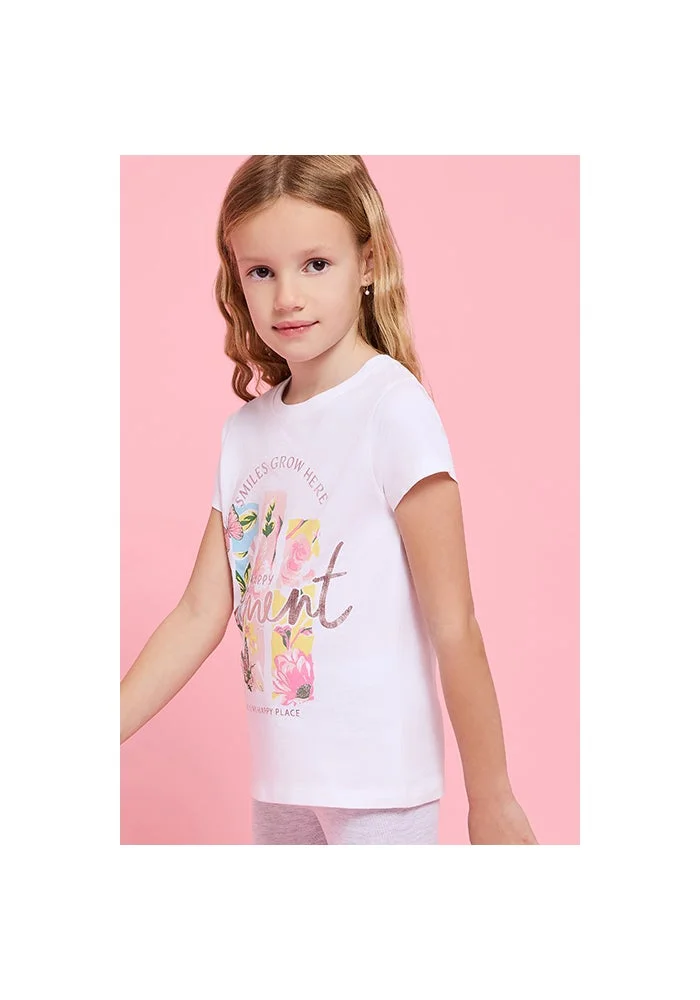 أر أند بي Printed T-Shirt with Crew Neck and Short Sleeves