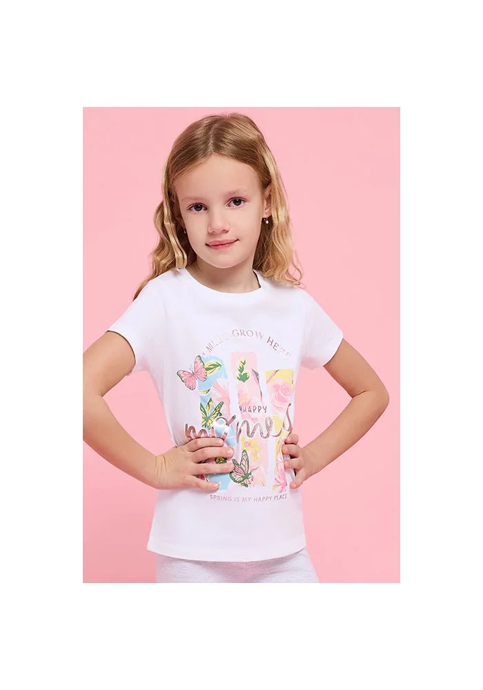 أر أند بي Printed T-Shirt with Crew Neck and Short Sleeves