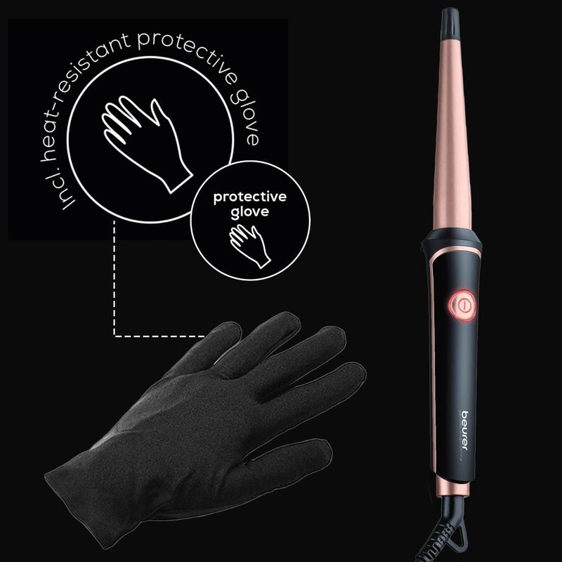 Beurer مكواة تجعيد بويرر الاحترافية 37 وات، 13-25 مم مع عنصر تسخين مخروطي لتصفيف تجعيدات ناعمة ولامعة مثل الصالون، بطبقة من الكيراتين السيراميكي، ضمان 3 سنوات، أسود - Image 5