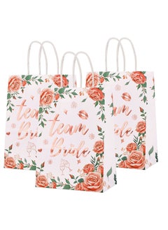 12Pcs Team Bride Bags Floral Hen Party Bags Rose Gold Foiled Bags with Handle Wedding Paper Party Bags Bridesmaid Gift Bags Hen Do Accessories Hen Party Favours Bags for Keepsake Rose Gold