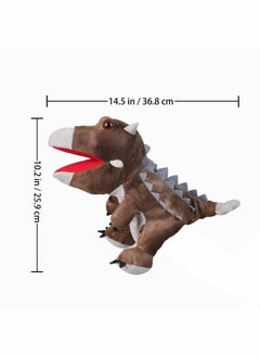 Excefore Dinosaur Hand Puppets, Ankylosaurus Jurassic World Stuffed Animal Soft Plush Toy, Open Movable Mouth Finger Gift, Birthday Gifts for Kids, Creative Role Play  - Image 2