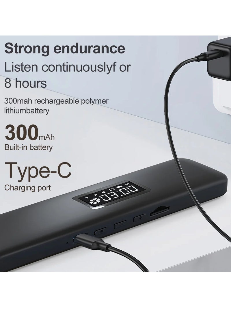 AROAQ مكبر صوت للنوم، مكبر صوت لاسلكي قابل لإعادة الشحن، مكبر صوت بلوتوث جيبي، صندوق صوت تحت الوسادة يعمل بالتوصيل العظمي، شريط صوت ستيريو خفيف الوزن وصغير الحجم مع صوت عالي الجودة، (أسود) - Image 2