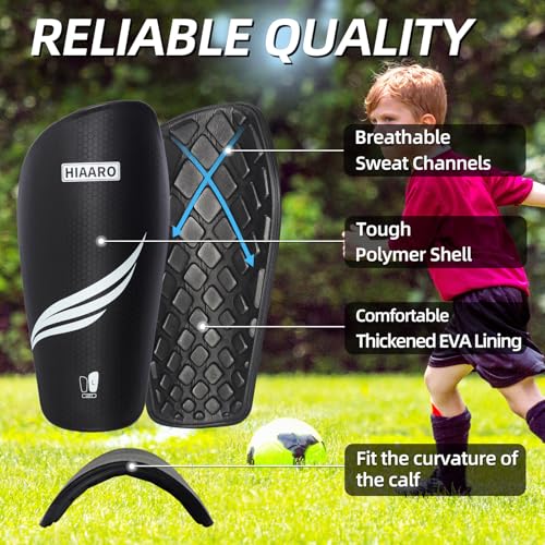 HIAARO Soccer Shin Guards for Kids Youth Adults, Shin Pads and Sleeves with Optimized Insert Pocket, Protective Soccer Equipment for Boys Girls Men Women, Size M - Image 3