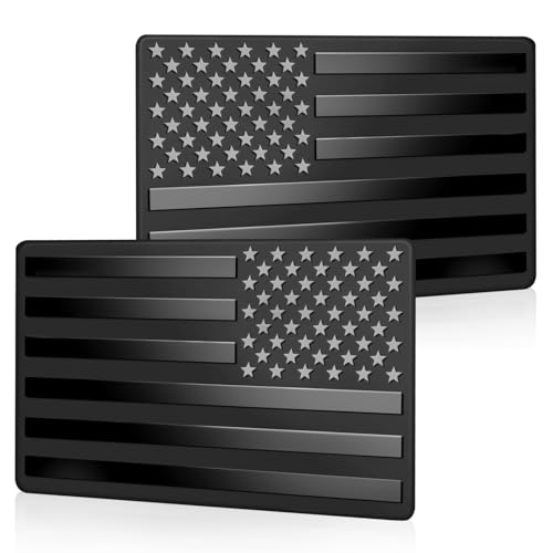 NEATABY Metal Embossed American Flag Emblem Decal Stickers 1 Pair Matte Black 5 x 3 Car USA Flag Decals for Trucks Cars SUV Motorcycles - Image 1