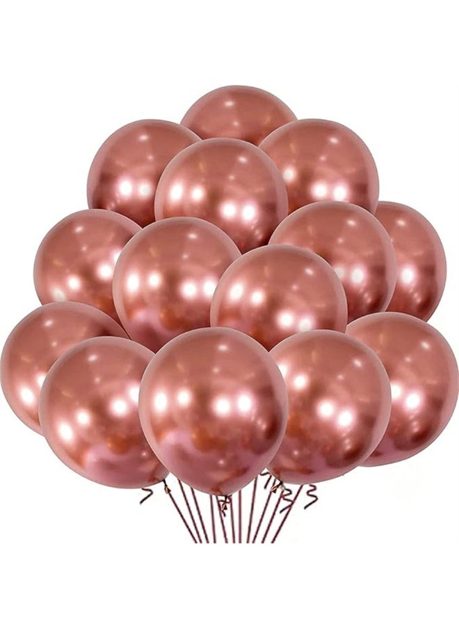 Latex Balloons, 12 Inch Metallic Party Balloon Set, Large Thick Big Round Biodegradable Bulk Helium Gas or Air Inflated Balloons for Birthday Party Wedding Decoration (100Pcs, Rose Gold) - Image 1