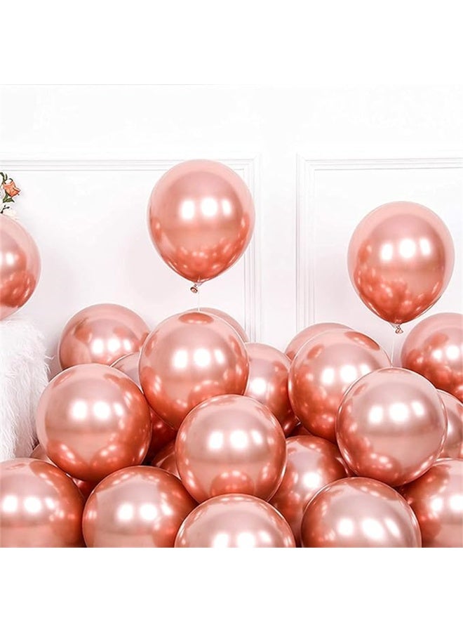 Latex Balloons, 12 Inch Metallic Party Balloon Set, Large Thick Big Round Biodegradable Bulk Helium Gas or Air Inflated Balloons for Birthday Party Wedding Decoration (100Pcs, Rose Gold) - Image 2