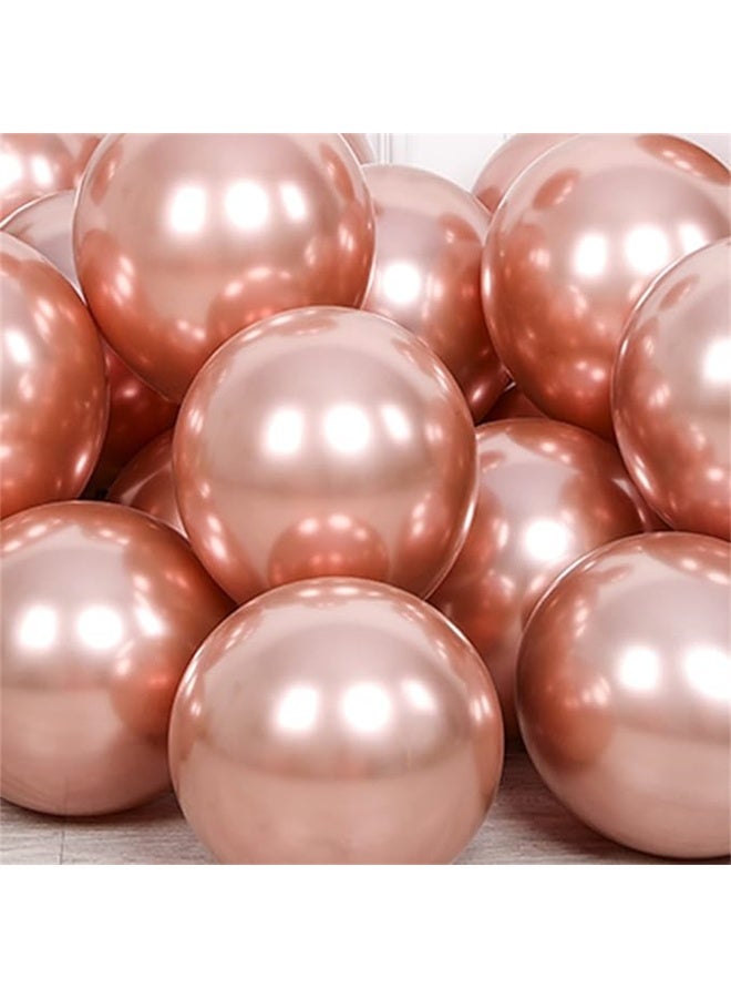 Latex Balloons, 12 Inch Metallic Party Balloon Set, Large Thick Big Round Biodegradable Bulk Helium Gas or Air Inflated Balloons for Birthday Party Wedding Decoration (100Pcs, Rose Gold) - Image 3