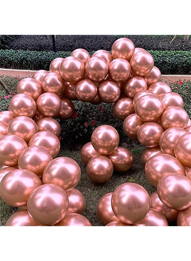 Latex Balloons, 12 Inch Metallic Party Balloon Set, Large Thick Big Round Biodegradable Bulk Helium Gas or Air Inflated Balloons for Birthday Party Wedding Decoration (100Pcs, Rose Gold) - Image 4
