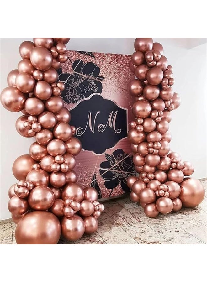 Latex Balloons, 12 Inch Metallic Party Balloon Set, Large Thick Big Round Biodegradable Bulk Helium Gas or Air Inflated Balloons for Birthday Party Wedding Decoration (100Pcs, Rose Gold) - Image 5