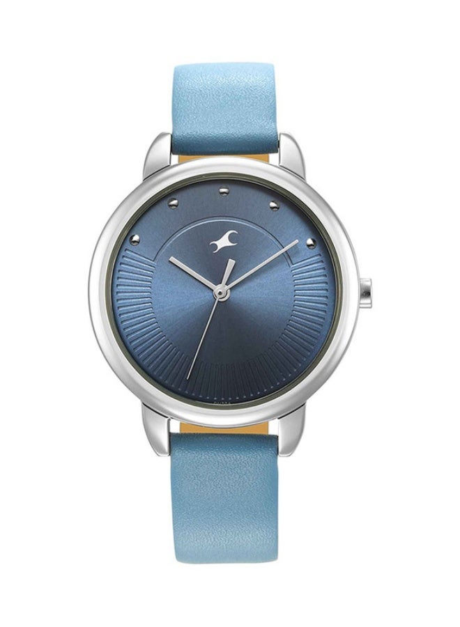 fastrack ساعة فاشن أنالوج زرقاء بقرص دائري وحزام جلدي أزرق للنساء -6282SL01 - Image 1