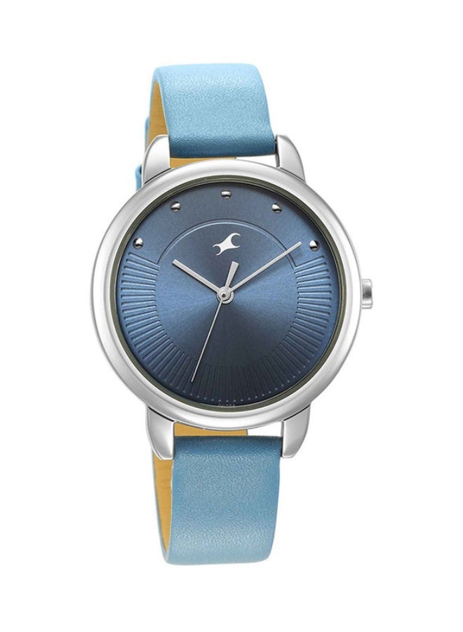fastrack ساعة فاشن أنالوج زرقاء بقرص دائري وحزام جلدي أزرق للنساء -6282SL01 - Image 2