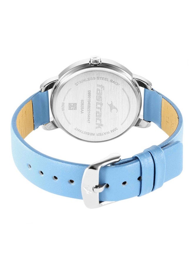 fastrack ساعة فاشن أنالوج زرقاء بقرص دائري وحزام جلدي أزرق للنساء -6282SL01 - Image 5