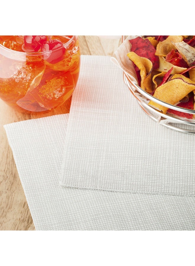 Restaurantware Luxenap 15.5 x 15.3 Inch 2-Ply Dinner Napkins, 1800 Disposable Napkins - Linen Feel, With Gray Threads, White Paper Folded Napkins, Square, For Lunch, Dinner, Or Everyday Use  - Image 3